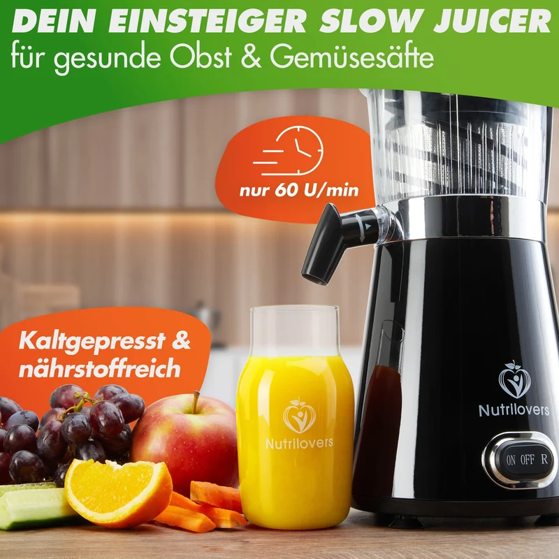 NUTRI-PRESS (B) Black Pepper Slow Juicer für Einsteiger | BPA-Frei