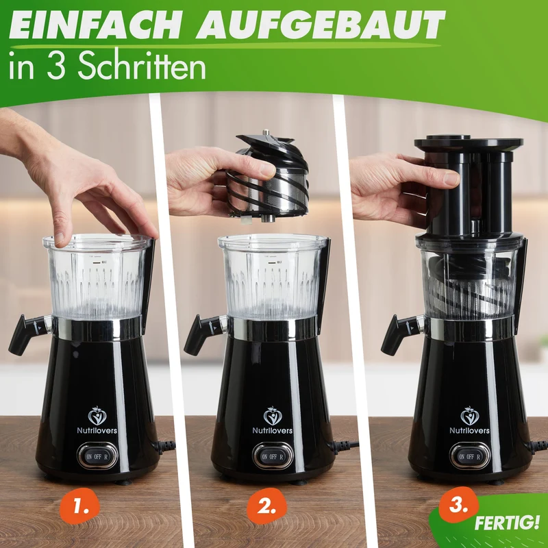 NUTRI-PRESS (B) Black Pepper Slow Juicer für Einsteiger | BPA-Frei