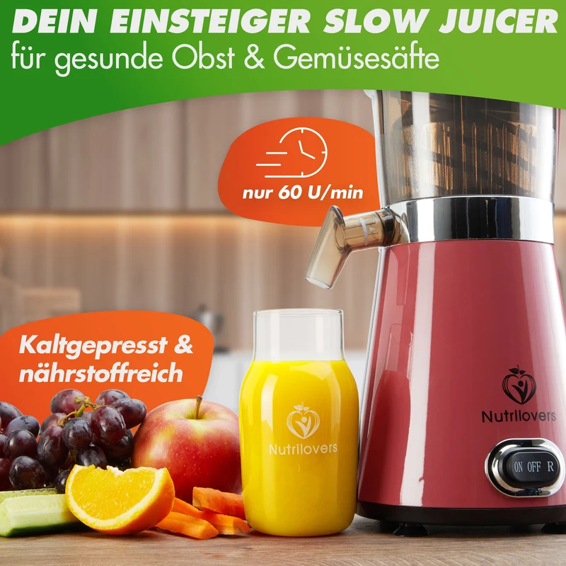 NUTRI-PRESS (B) Pink Pepper Elektrischer Entsafter, Slow Juicer
