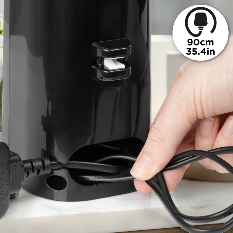 Duronic CO40 BK Dosenöffner, elektrischer Büchsenöffner für bis zu 600 ml Konservendosen, 3-in-1 automatischer Konservenöffner mit Messerschärfer und Flaschenöffner