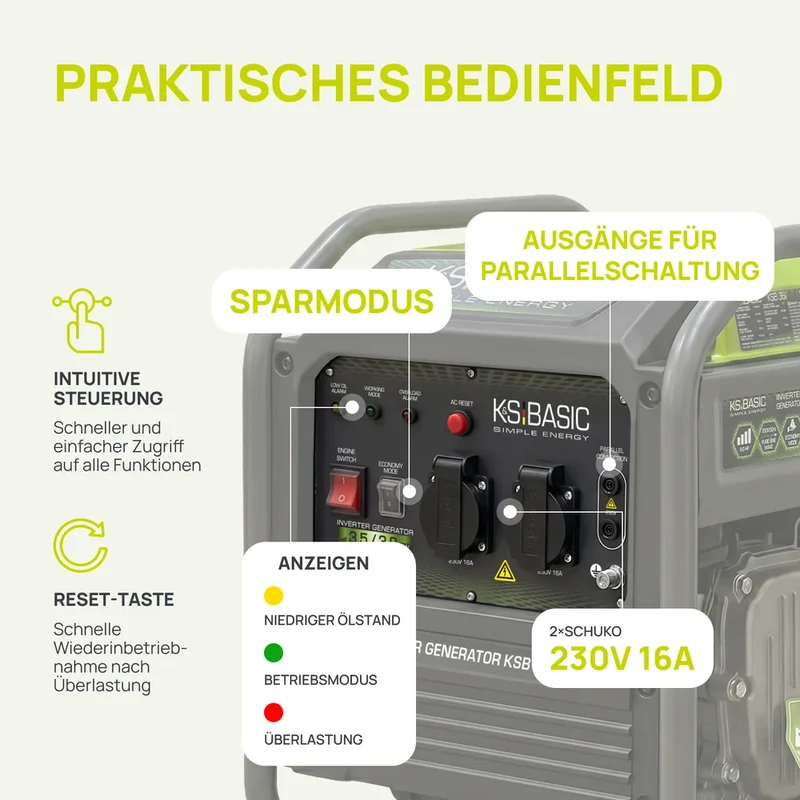 Neuheit: "Könner & Söhnen" Inverter-Generator KSB 36i 3.5kW Pnenn - Benzinmotor - 230V