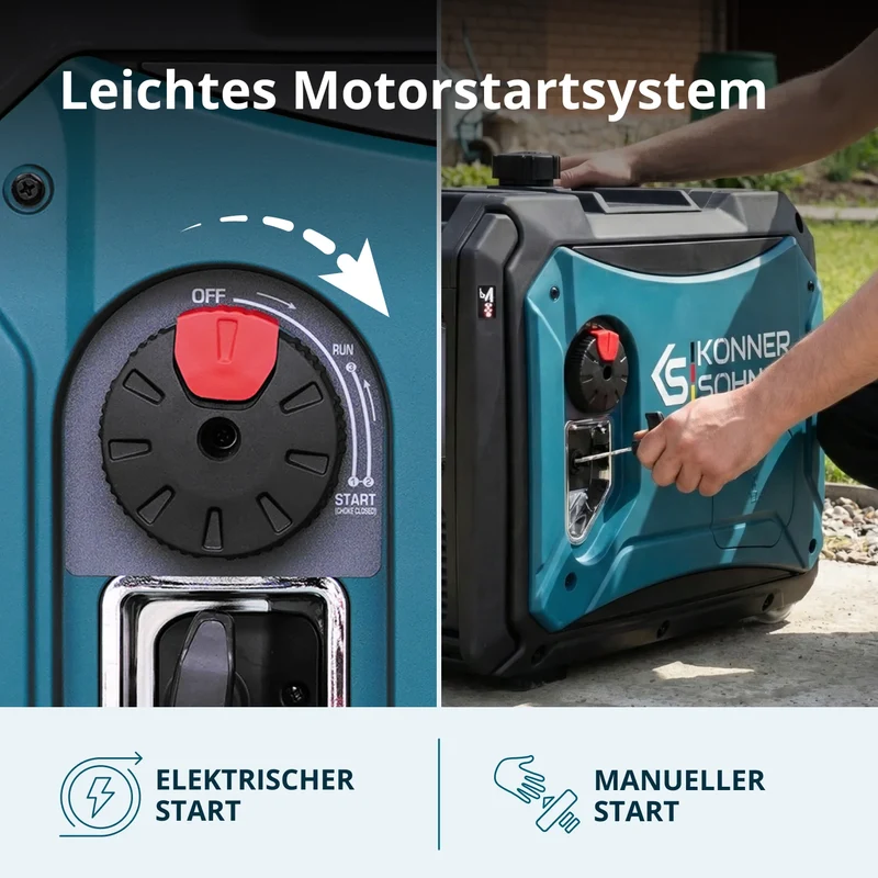 "Könner & Söhnen" LPG/Benzin-Inverter-Generator KS 4000iEG S - 4kW Nennleistung - Benzin / Gas Motor - 230V