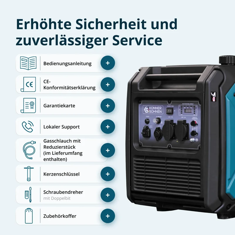 "Könner & Söhnen" LPG/Benzin-Inverter-Generator KS 4000iEG S - 4kW Nennleistung - Benzin / Gas Motor - 230V