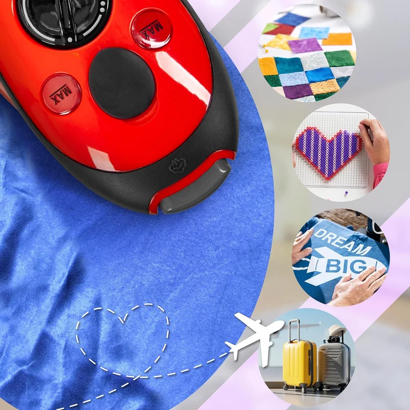 Duronic SI2 RD Mini Reisebügeleisen, 375W Mini Bügeleisen, Dampfbügeleisen 50ml Wassertank, kleines Reisebügeleisen dampf, Handbügeleisen Keramikfläche, für Kleidung nähen, travel iron rot