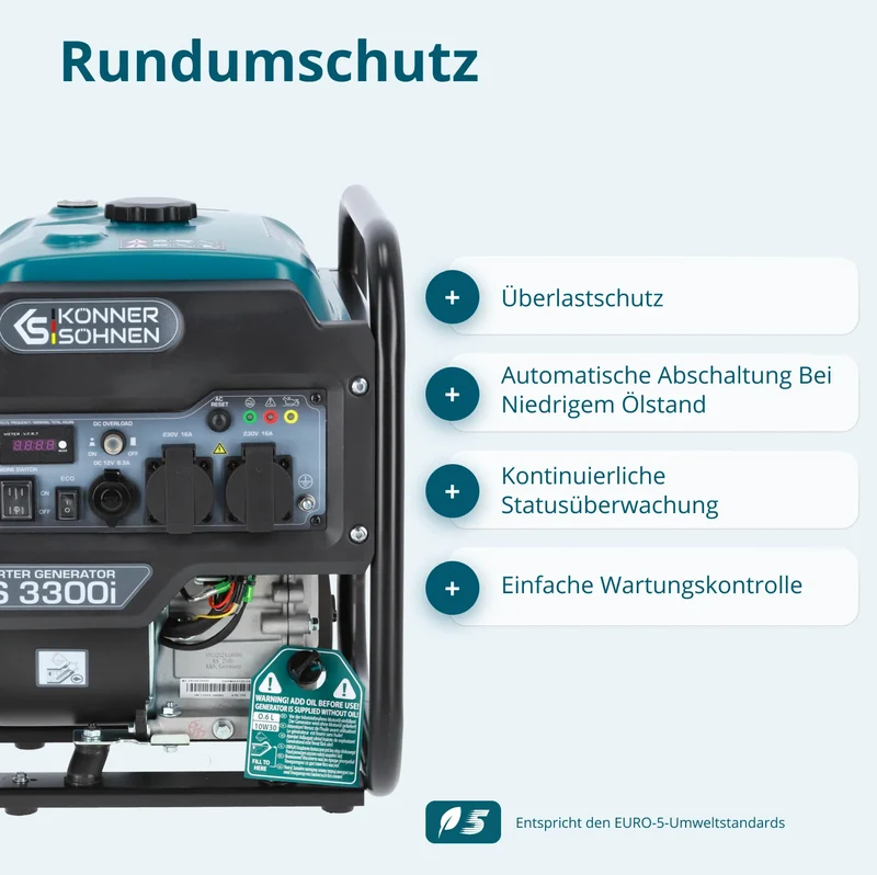 "Könner & Söhnen" Inverter-Generator KS 3300i - 3kW Nennleistung - Benzinmotor - 230V