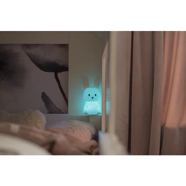 Star Trading LED Nachtlicht "Bunny", Hase weiß, 7 einstellbare Farben, mit Touchsensor, 0,3 W, ca. 9x20 cm, Batterie, Silikon