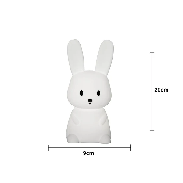 Star Trading LED Nachtlicht "Bunny", Hase weiß, 7 einstellbare Farben, mit Touchsensor, 0,3 W, ca. 9x20 cm, Batterie, Silikon