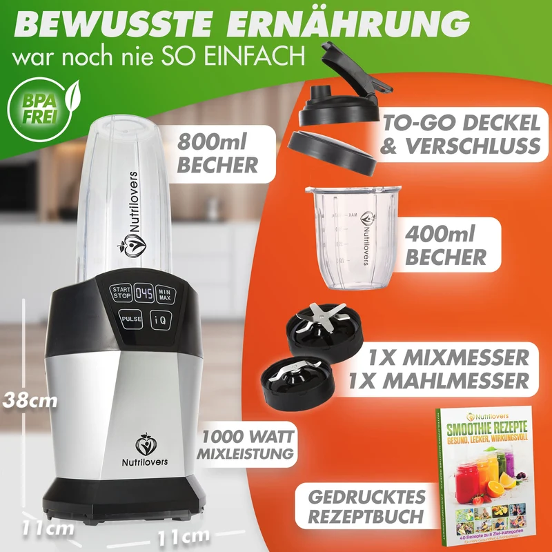 Smoothiemaker NUTRI-BLENDER Standmixer to go 1000W mit Auto IQ