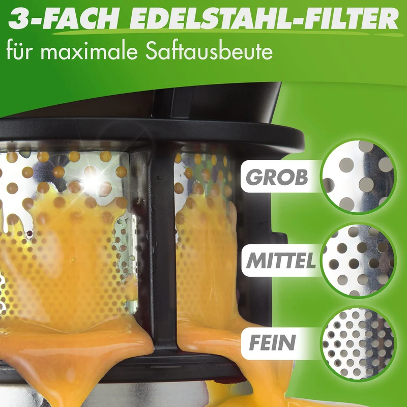 NUTRI-PRESS MAX (B) Entsafter Slow Juicer Großer XXL-Einwurf Obst & Gemüse Ganze Früchte entsaften ohne Nachschieben (BPA-frei)