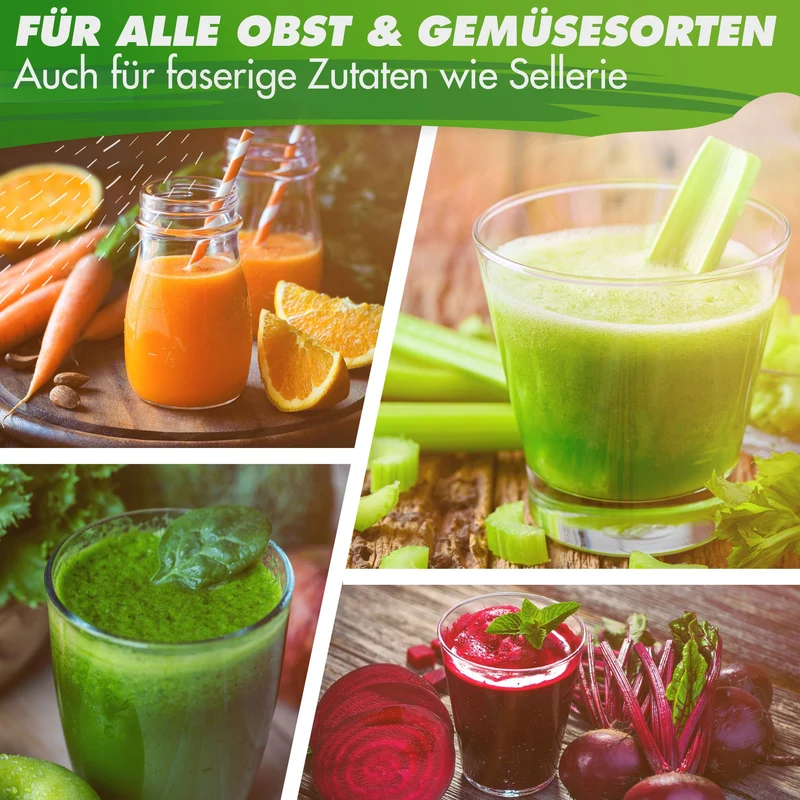 NUTRI-PRESS MAX (B) Entsafter Slow Juicer Großer XXL-Einwurf Obst & Gemüse Ganze Früchte entsaften ohne Nachschieben (BPA-frei)
