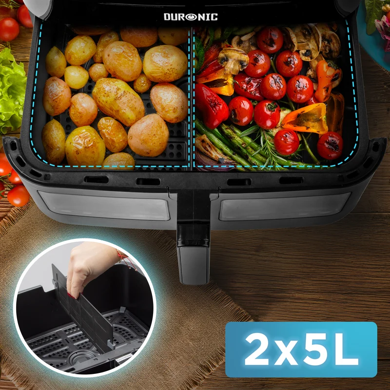Duronic AFD1 BK Heißluftfritteuse Ersatzkorb, 10 Liter Volumen, Großer Frittierkorb für Duronic AF24 Fritteuse, Portion für die ganze Familie, Frittieren ohne Öl, Zubehör für Air Fryer