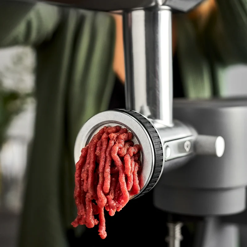 Küchenmaschine Karla Fleischwolfaufsatz inkl. 3 Lochscheiben, Wurst-, Kebbe-, Spritzgebäckvorsatz