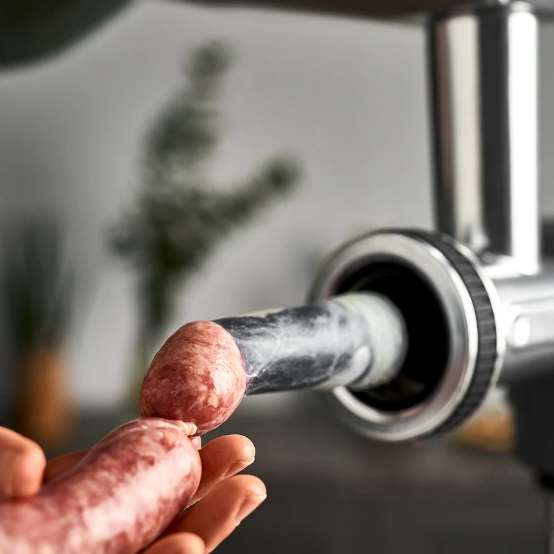 Küchenmaschine Karla Fleischwolfaufsatz inkl. 3 Lochscheiben, Wurst-, Kebbe-, Spritzgebäckvorsatz