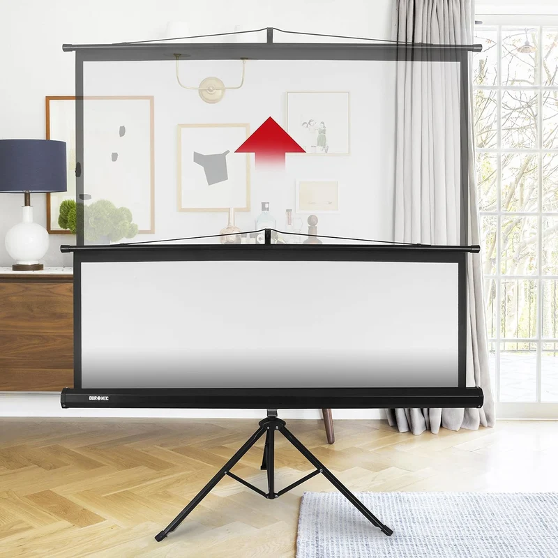 Duronic TPS75 16:9 Leinwand, 75" Stativleinwand, Stativ Beamerleinwand mit 166 x 93 cm Fläche, Heimkino mit 4K Full HD 3D, Projektorleinwand für Schule und Büro, Präsentationsleinwand
