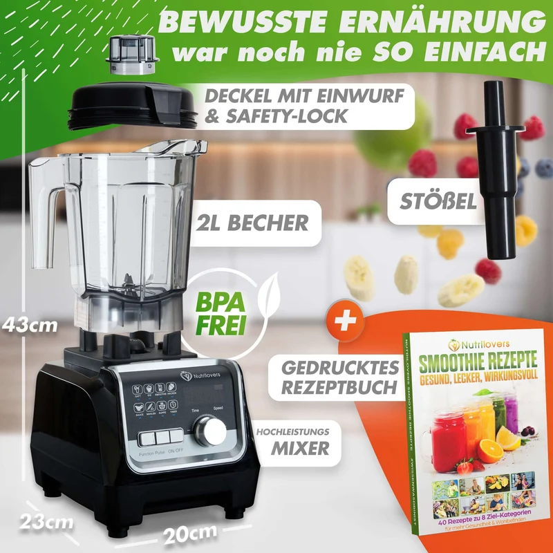 Hochleistungsmixer NUTRI-BLENDER MAX+ 2000W Standmixer, 7 Programme