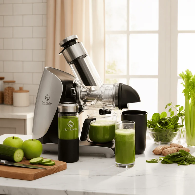 Slow Juicer GREEN-PRESS MAX EDELSTAHL Entsafter mit Edelstahl-Schnecke