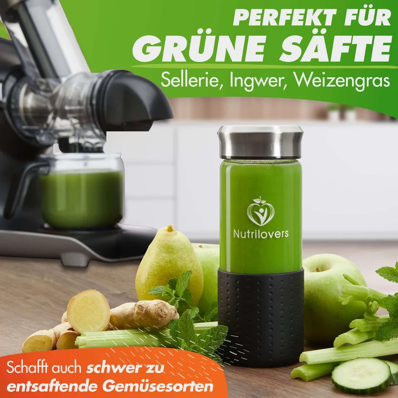 Slow Juicer GREEN-PRESS MAX EDELSTAHL Entsafter mit Edelstahl-Schnecke