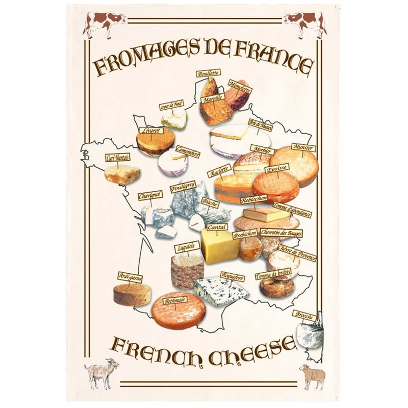 Geschirrtuch Baumwolle 50x75 cm Carte Fromages