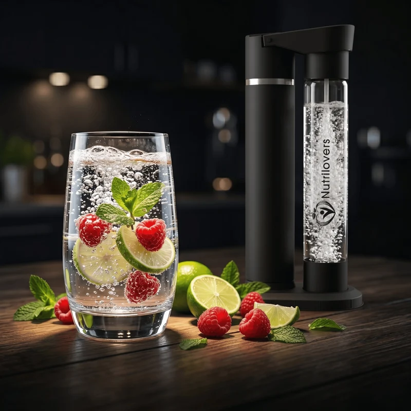 Wassersprudler NUTRI-STREAM Soda Maker Edelstahl Schwarz, BPA-frei