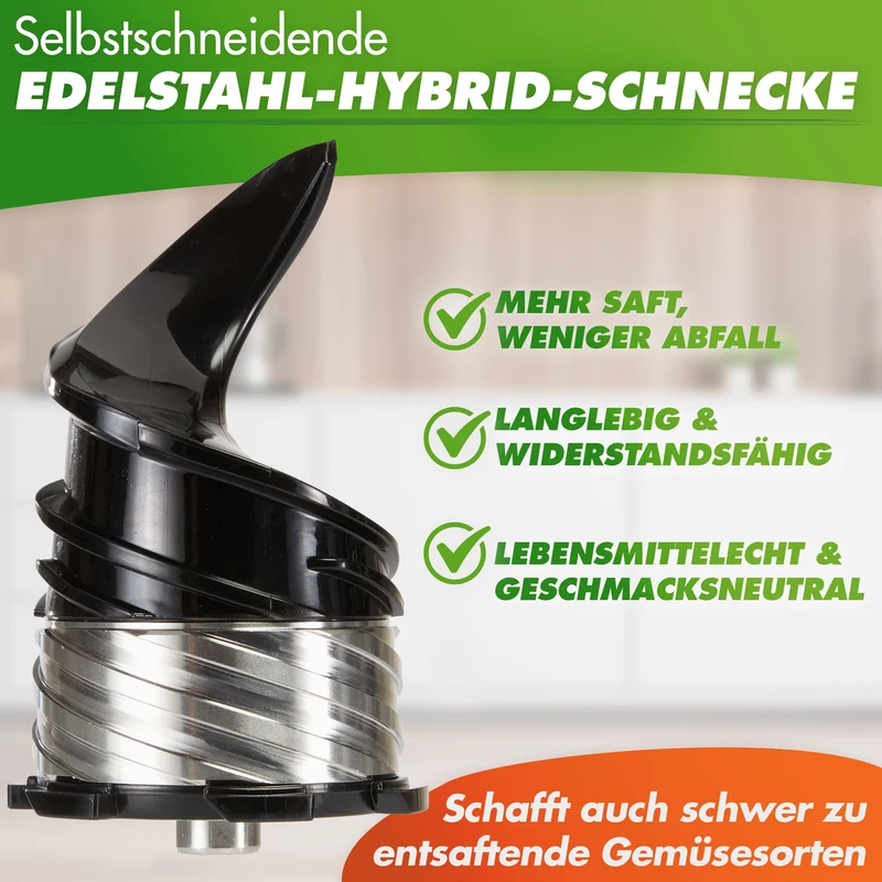 Slow Juicer NUTRI-PRESS MAX+ Ganze Früchte entsaften - 150mm, Edelstahl-Schecke