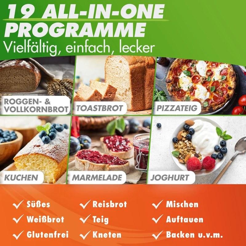Brotbackautomat NUTRI-BREAD-MAKER (B) Edelstahl 19 Programme, 3 Brotgrößen