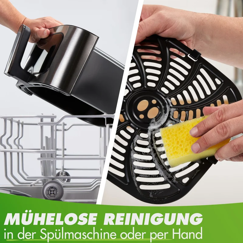 NUTRI-FRYER (B) Heißluftfritteuse XXL Edelstahl, 8L, 2000W, Ober-& Unterhitze