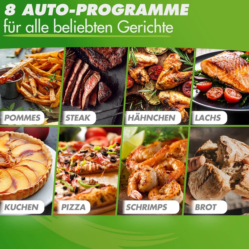 NUTRI-FRYER (B) Heißluftfritteuse XXL Edelstahl, 8L, 2000W, Ober-& Unterhitze