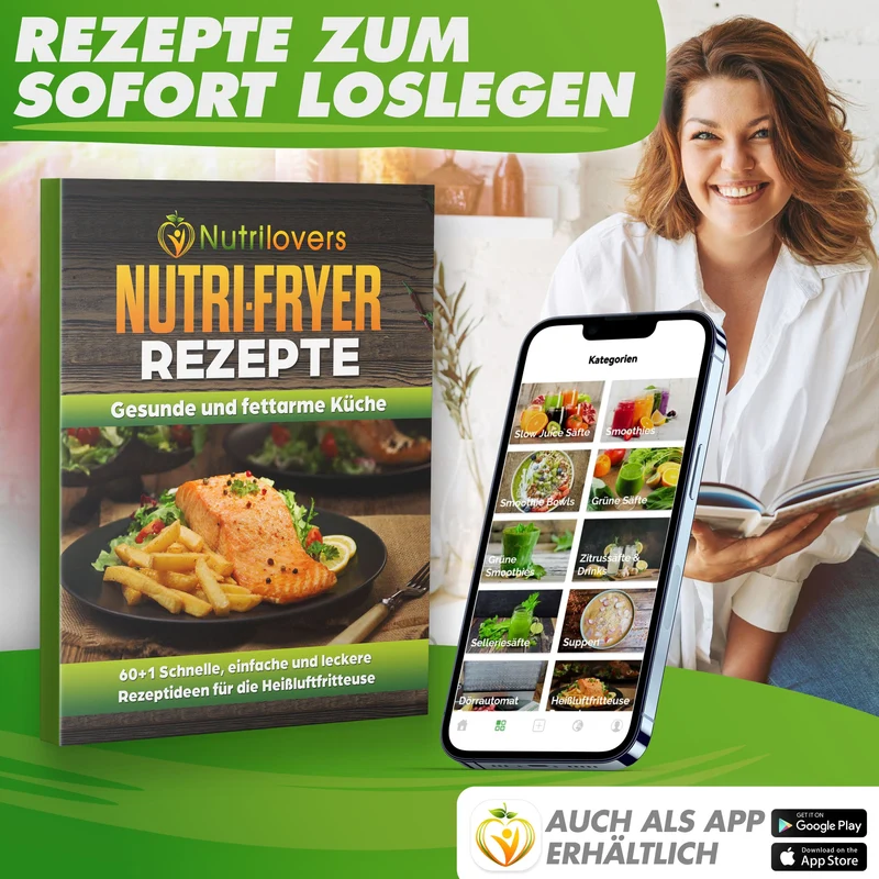 NUTRI-FRYER (B) Heißluftfritteuse XXL Edelstahl, 8L, 2000W, Ober-& Unterhitze