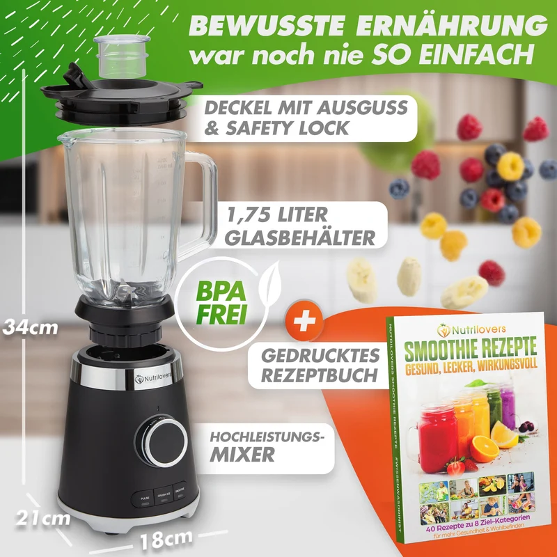 Standmixer mit Glasbehälter NUTRI-BLENDER GLAS - 1300W, 3 Programme