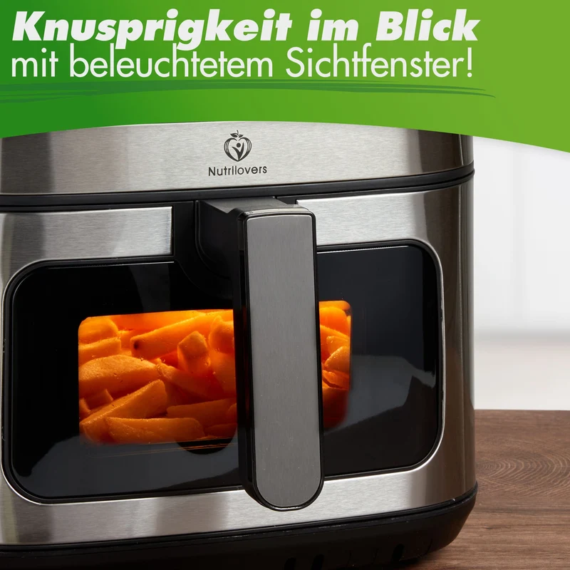 Heißluftfritteuse NUTRI-FRYER Edelstahl, 8L, 2000W, Ober-& Unterhitze