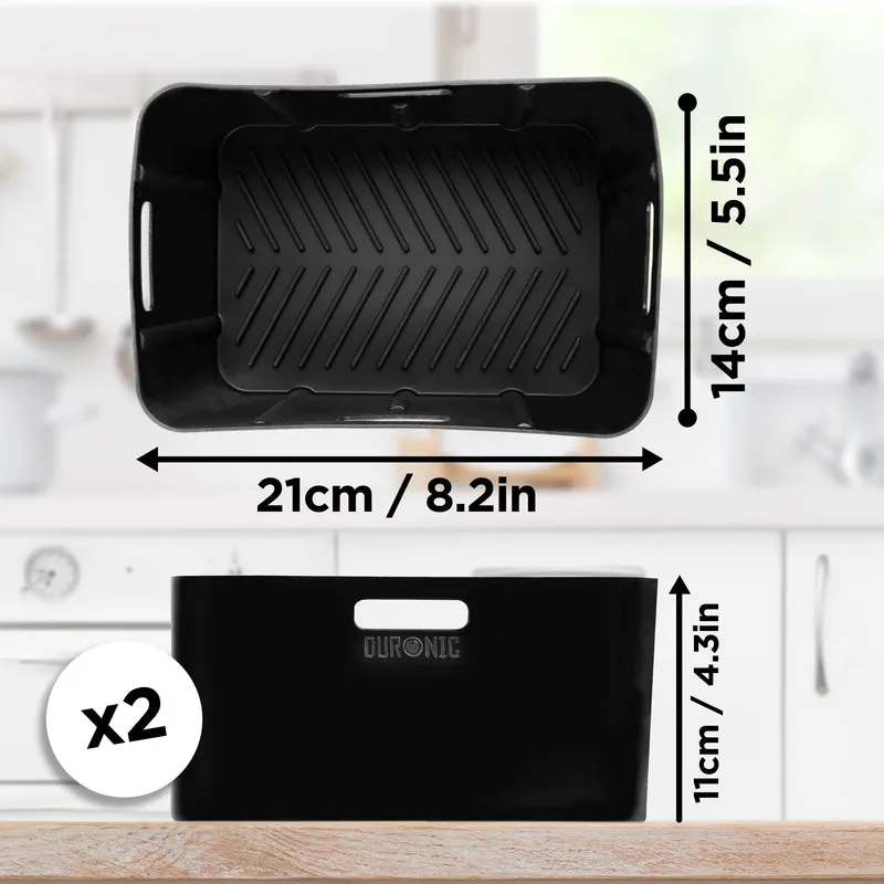 Duronic AFL1 Silikonform, zwei Antihaft Silikoneinsätze, Wiederverwendbar, Airfryer- Zubehör, Airfryer Accesories, Kompatibel mit Duronic AF34 & AF24 & anderen Dualzone Airfryer