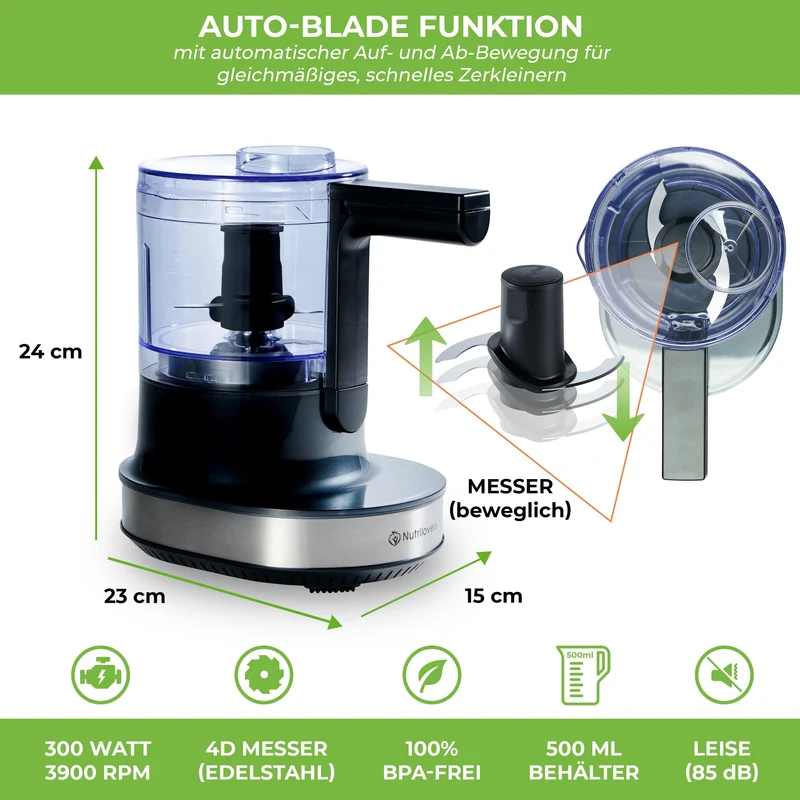 NUTRI-CHOPPER 4D (B) Zerkleinerer Multifunktional| 100% BPA-frei