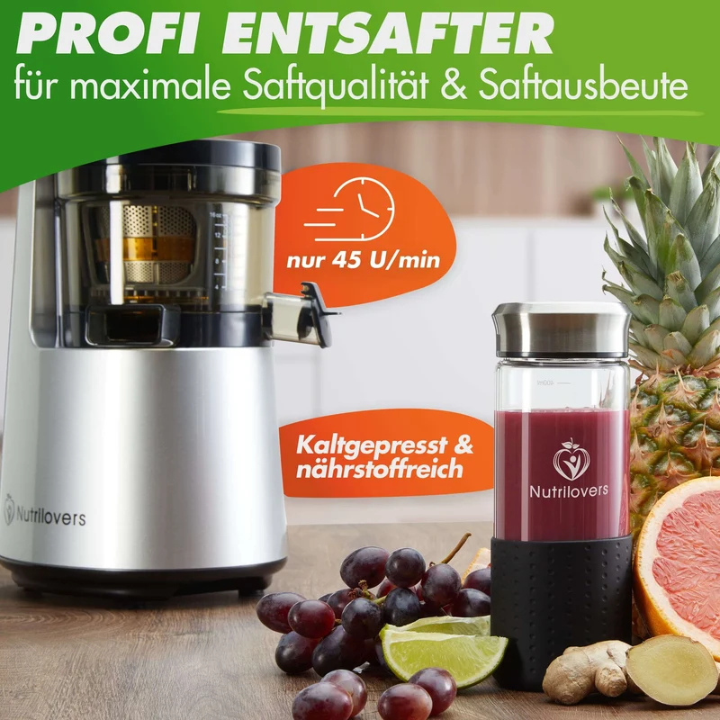 Slow Juicer NUTRI-PRESS NO.1 Premium Entsafter mit 3 Sieben