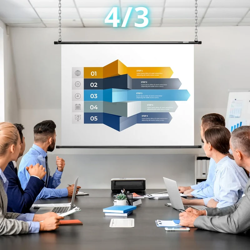 Duronic BPS80 16:9 Projektorleinwand, Beamerleinwand 80 Zoll, Heimkino mit 4K Full HD 3D, Rolloleinwand 1.0 Gain, Beamer Leinwand für Wandmontage, Filmnacht, Videoleinwand für Büro Schulen