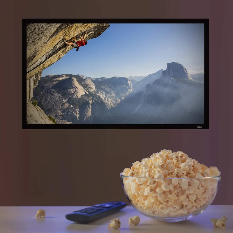 Duronic FFPS92 Leinwand | 16:9 Beamer Screen | 92 Zoll | 203 x 114 cm | Projektorleinwand für Wandmontage | Heimkino mit 4K Full HD 3D | Projektionsleinwand für Gaming, Büro, Präsentationen, Schule