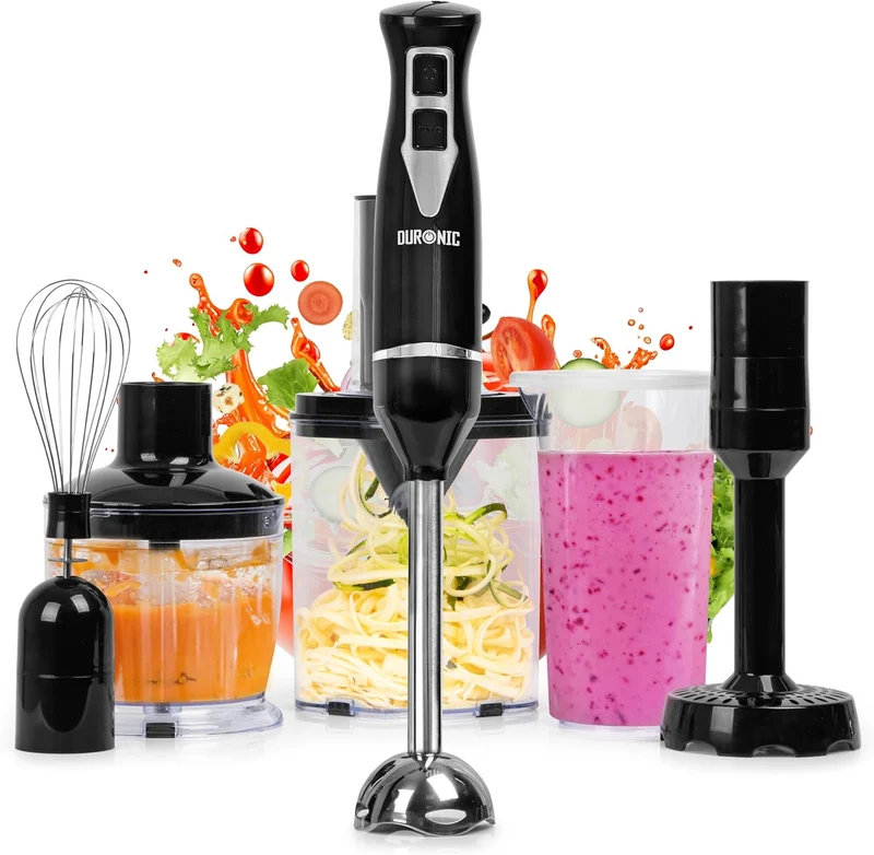 Duronic HB35 Stabmixer elektrisch, Pürierstab 350W, Edelstahl Rührstab, Handrührgerät, Ergonomischer Hand blender, Mixstab, 600ml Mix- & Messbecher, für Babynahrung, Suppe, Smoothies, Püree, Sauce