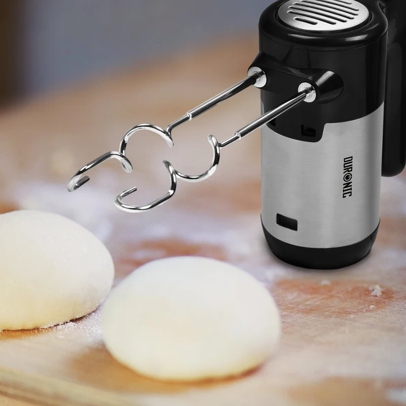 Duronic HM3 elektrischer Handmixer 300W, Handrührgerät mit Basis, Rührgerät 2 Rührbesen 2 Knethaken, Rührmaschine, Küchenmixer, Handrührer, Mixer für Backen, Sahne, Teig, Saucen, Desserts, Mayonnaise