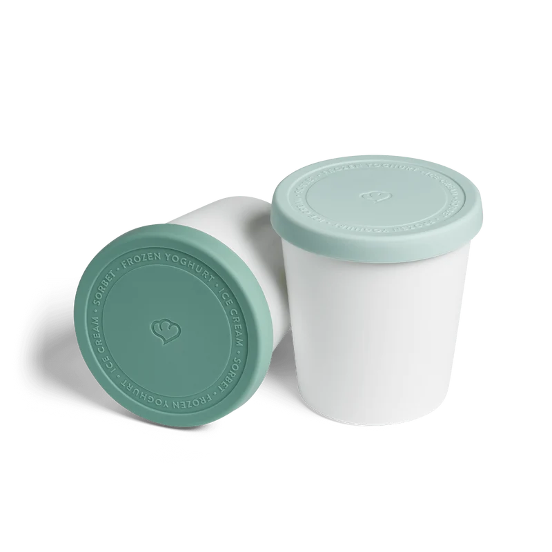 2er-Set Eisbehälter für Speiseeis 1 L, BPA-frei - Mint/Weiß