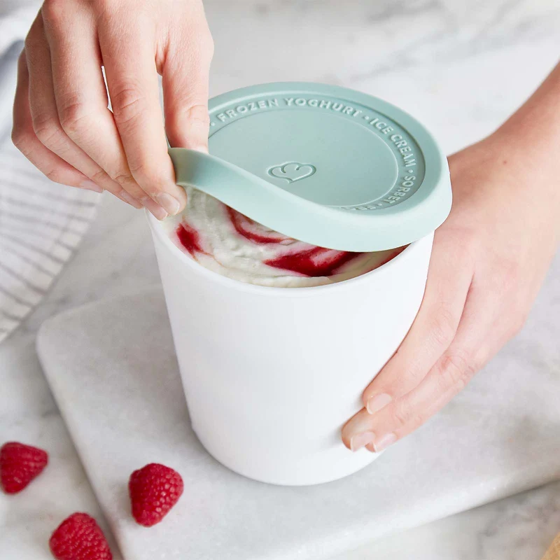 2er-Set Eisbehälter für Speiseeis 1 L, BPA-frei - Mint/Weiß