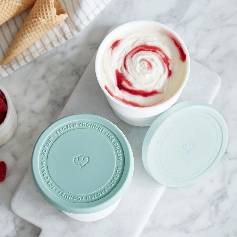 2er-Set Eisbehälter für Speiseeis 1 L, BPA-frei - Mint/Weiß