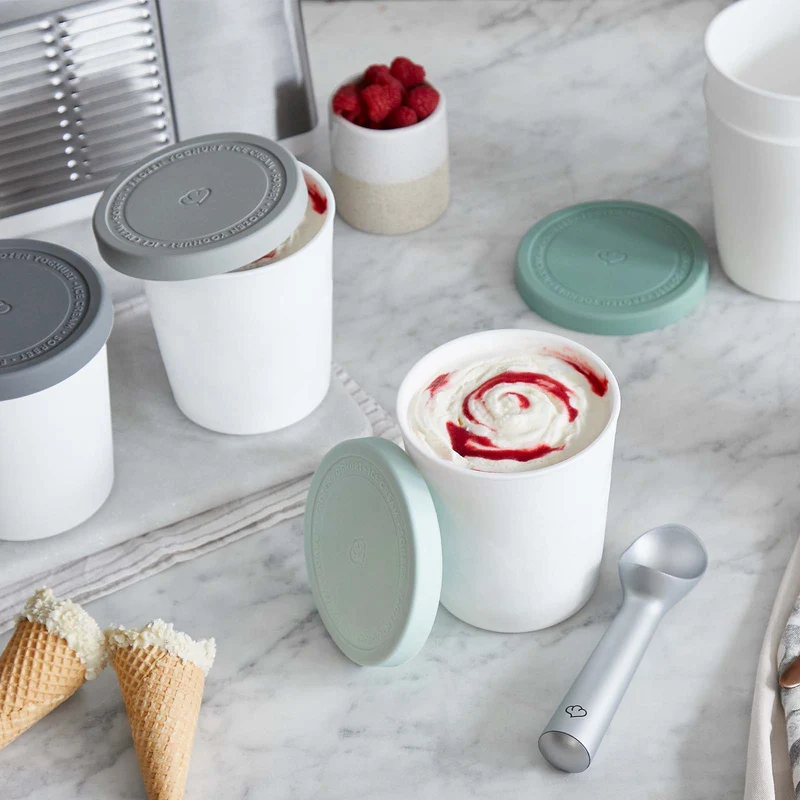 2er-Set Eisbehälter für Speiseeis 1 L, BPA-frei - Mint/Weiß