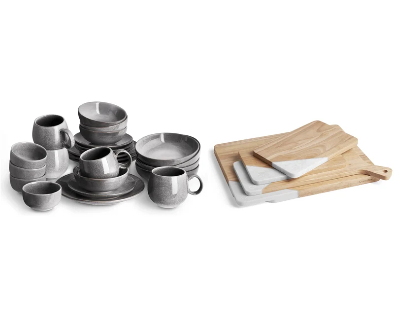 Geschirr-Set Misty Cliff 24-tlg., Steingut Tafelservice für 4 Personen