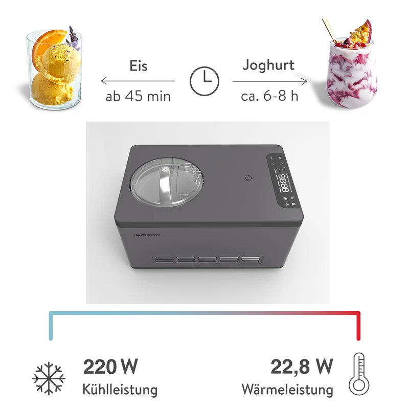 Eismaschine Elisa 2,0 Liter - Anthrazit oder Silber