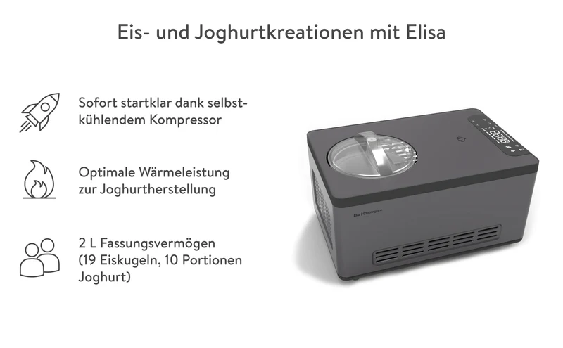 Eismaschine Elisa 2,0 Liter - Anthrazit oder Silber