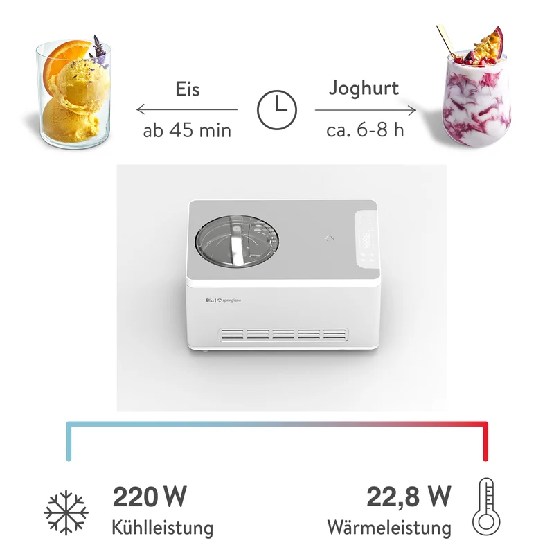 Eismaschine Elisa 2,0 Liter - Anthrazit oder Silber