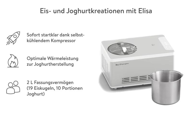 Eismaschine Elisa 2,0 Liter - Anthrazit oder Silber