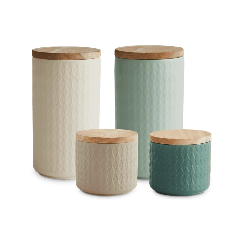 Keramik Vorratsdosen Nordic Reef 4er Set - Grün, Sand