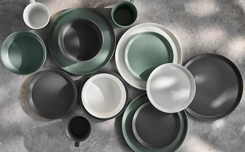 Sweet Scandi 2er-Sets Suppenteller aus New Bone Keramik matt - Weiß, Anthrazit oder Mint