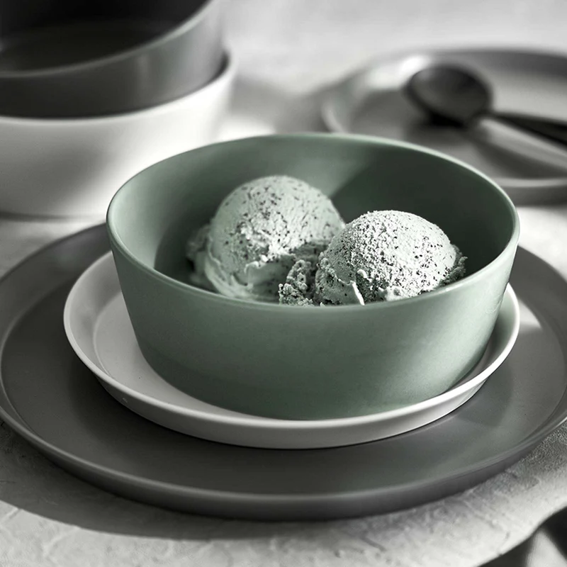 Sweet Scandi 2er-Sets Suppenteller aus New Bone Keramik matt - Weiß, Anthrazit oder Mint