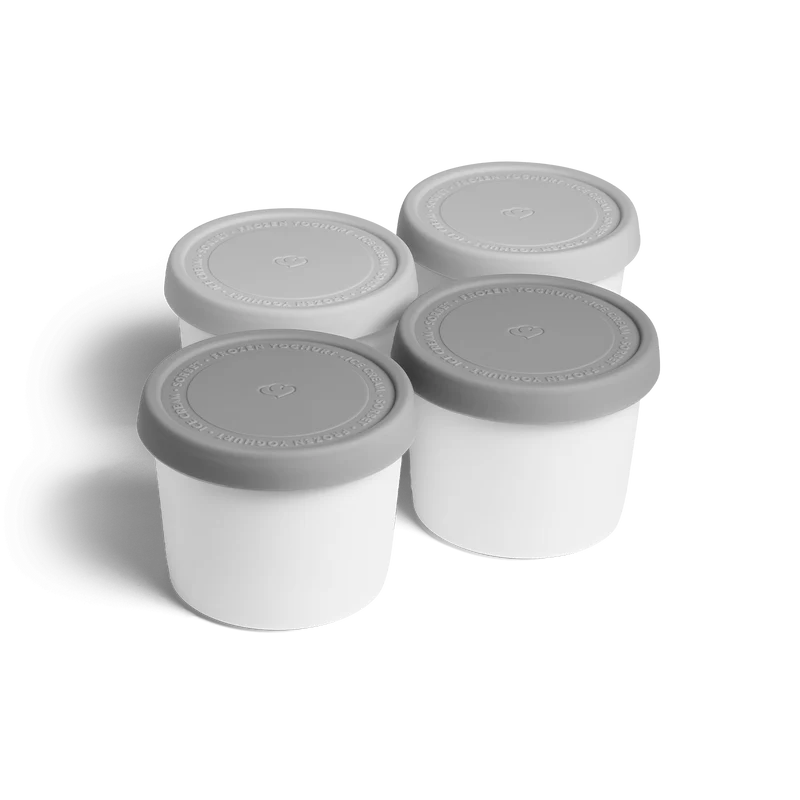 4er-Set Eisbehälter 400 ml, 8,2 x 10,5 cm, BPA-frei - Grau/Weiß